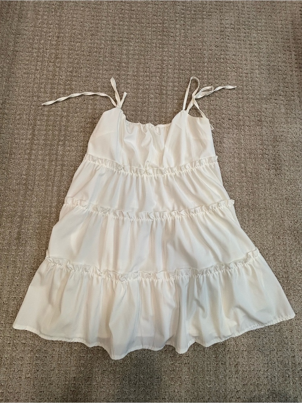 White Tiered Spaghetti Strap Mini Dress